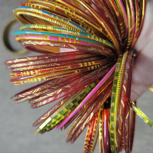 Colorful Indian Style Bangle and Earring Set - Picture 2 of 8